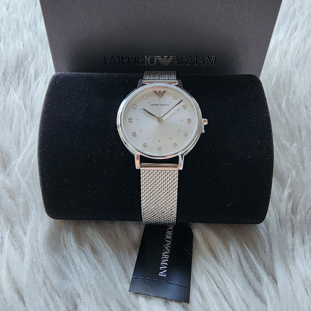 Emporio Armani Original Brand New Silver Women's Watch - Picture 2 of 13